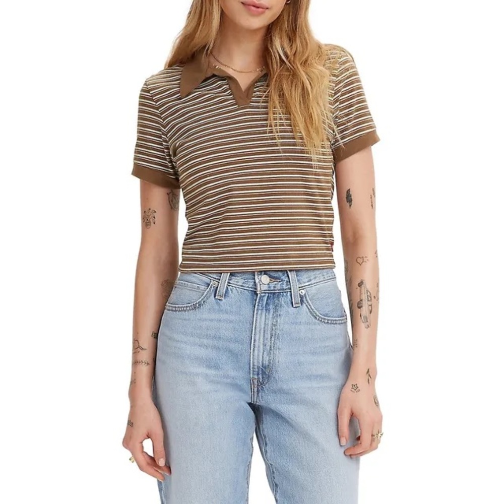 LEVI’S Bonnie Shrunken Fennel Sepia Crop Polo Shirt